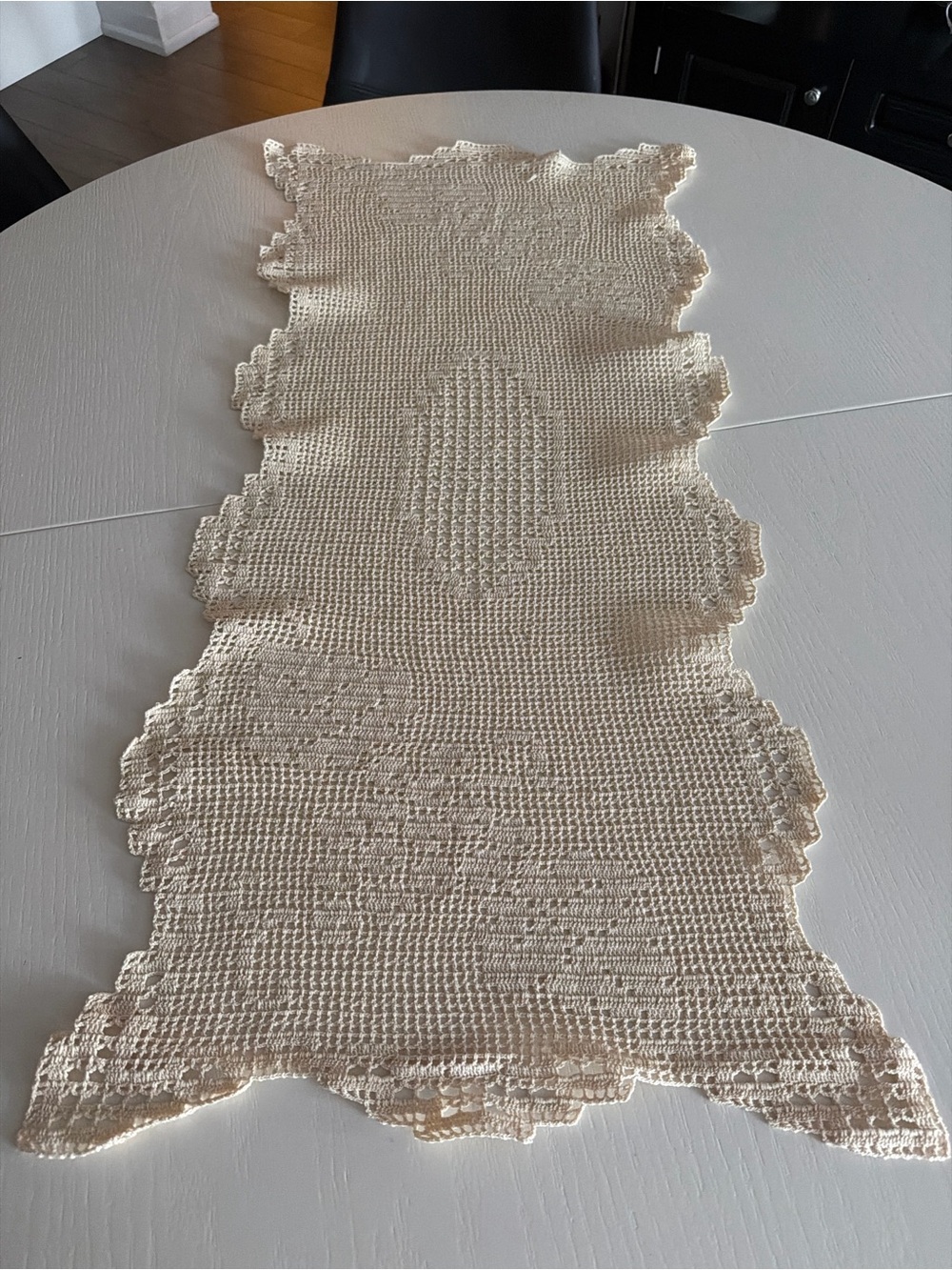 Handmade Crochet Table Runner in Cream